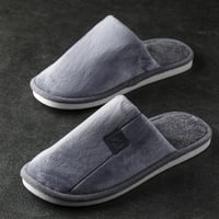 حذاء منزلي رجالي شتوي مخمل و فرو رصاصي