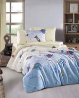 مفرش أطفال قرطبة صيفي كوين سكري وأزرق متعدد الرسوم...