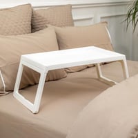 صينية تقديم بلاستيك أبيض بأرجل قابلة للطي 54x36 سم