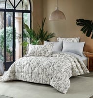 مفرش نوفا صيفي مفرد ونص أبيض رصاصي مشجر عدد القطع...