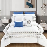 مفرش ايجبرت صيفي مزدوج فاخر مطرز أبيض عدد القطع 10