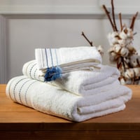 طقم مناشف آفيلا قطن تركي مطرز أزرق عدد القطع 3