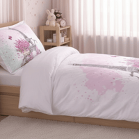 مفرش ليما أطفال صيفي خفيف مفرد ونص أبيض ووردي عدد...