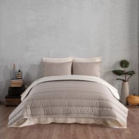 مفرش نورما صيفي مفرد ونص قطن تركي كريمي و بيج عدد...