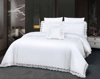 مفرش أوليف مزدوج قطن 300 غرزة أبيض عدد القطع 9