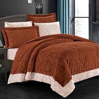 مفرش جريتا شتوي مفرد ونص فرو بني عدد القطع 4