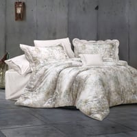 مفرش دانيا مزدوج قطن كريمي وروز فاتح برسومات الزهو...