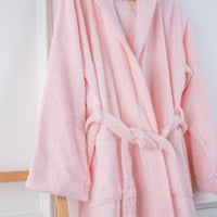 روب نداف بقبعة - قطن 100% فاخر - تركي - وردي فاتح...