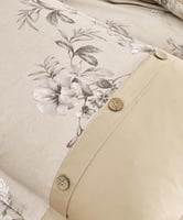 مفرش إنسجام صيفي قطن بيج ورصاصي برسومات الزهور