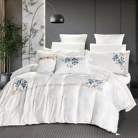 مفرش براندو صيفي مزدوج فاخر مطرز كريمي عدد القطع 1...