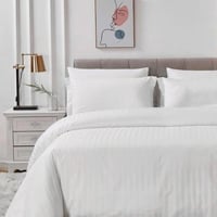 مفرش فندقي نداف قطن مفرد و نص أبيض 250 غرزة عدد ال...