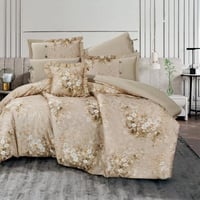 مفرش سبرينج مزدوج قطن فاخر بيج برسومات الزهور عدد...