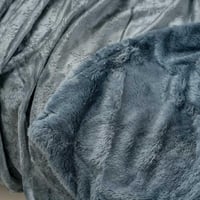 بطانية شتوي مفرد ونص فرو مطرز رصاصي مقاس 220X170 س...