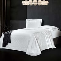 طقم شرشف كاتلينا مطاط صيفي مزدوج جاكارد قطن أبيض ع...