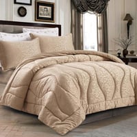 مفرش مانتي صيفي مزدوج جاكارد فاخر بيج غامق عدد الق...