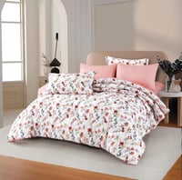 مفرش ديزاير صيفي أبيض وردي برسومات الزهور