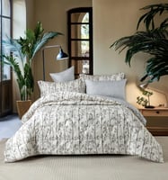 مفرش نوفا صيفي مفرد ونص أبيض رصاصي مشجر عدد القطع...