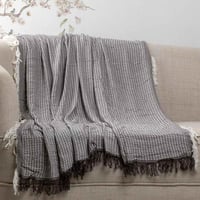 بطانية شال خفيفة بامبو رصاصي مقاس 130× 170 سم