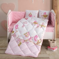 مفرش بيرد مواليد قطن تركي وردي و أبيض عدد القطع 5