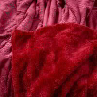 بطانية شتوي مفرد ونص فرو مطرز عنابي مقاس 220X170 س...