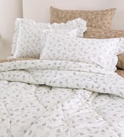 مفرش ريد روز صيفي مفرد ونص قطن فاخر أبيض بيج برسوم...