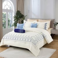 مفرش هبوب صيفي مزدوج كريمي مطرز عدد القطع 9