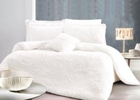 مفرش بيتونيا شتوي مزدوج فرو أبيض عدد القطع 7