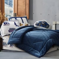 مفرش ليديا اطفال مفرد و نص كحلي مخمل و فرو عدد الق...