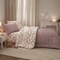 مفرش تورين أطفال صيفي مفرد و نص قطن ليلكي عدد القط...