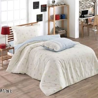 مفرش فيوليت صيفي قطن مقاس كوين أبيض وأزرق سماوي مت...