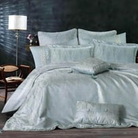 مفرش روما الفاخر مزدوج قطن جاكارد مطرز تركواز عدد...