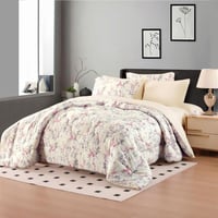 مفرش نوفا صيفي مزدوج كريمي برسومات الزهور عدد القط...