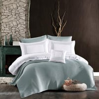 مفرش سان ديجو صيفي مزدوج فاخر قطن أبيض و تيفاني عد...