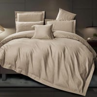 مفرش بابو صيفي مزدوج قطن فاخر لون بيج غامق 300 غرز...