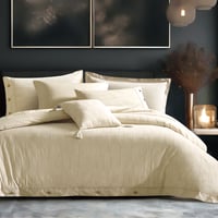 مفرش آسوس قطن جاكارد فاخر مزدوج بيج عدد القطع 7