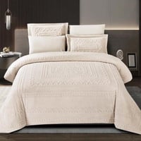 مفرش دانلام شتوي فاخر مزدوج فرو محفور كريمي عدد ال...