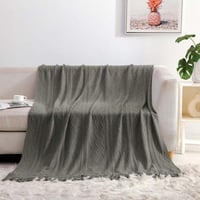 بطانية دان شال خفيفة بامبو رصاصي غامق مقاس 130 × 1...