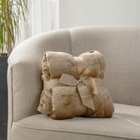 بطانية شتوي مفرد ونص فرو مطرز بيج غامق مقاس 220X17...