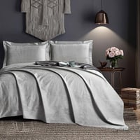 طقم شرشف لوسيا مطاط صيفي مزدوج جاكارد قطن رصاصي عد...