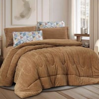 مفرش مانشستر شتوي مزدوج فاخر فرو بني عدد القطع 6