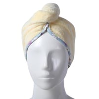 منشفة لف شعر ريفي أصفر برسومات زهور 65 × 25 سم