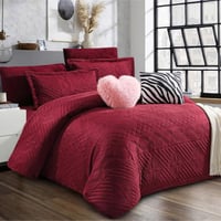 مفرش أرينا شتوي مزدوج مخمل و فرو عنابي عدد القطع 9