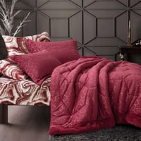 مفرش افلين شتوي مفرد ونص مخمل و فرو عنابي عدد القط...