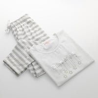 طقم بيجامة بناتي صيفية رصاصي فاتح