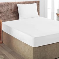 طقم شرشف تركي صيفي أبيض مطاط قطن