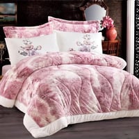 مفرش تينسلي شتوي مزدوج فرو وردي عدد القطع 6