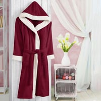 روب استحمام أطفال بقبعة عنابي وسكري