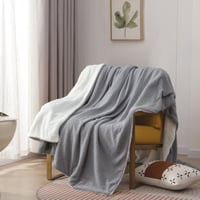 بطانية مادلين خفيفة فرو مزدوج رصاصي مقاس 240 × 220...