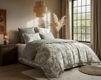 مفرش إشراق صيفي مزدوج قطن تنسل فاخر رصاصي برسومات...