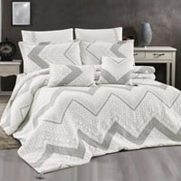 مفرش كيروين مزدوج قطن جاكارد أبيض عدد القطع 8